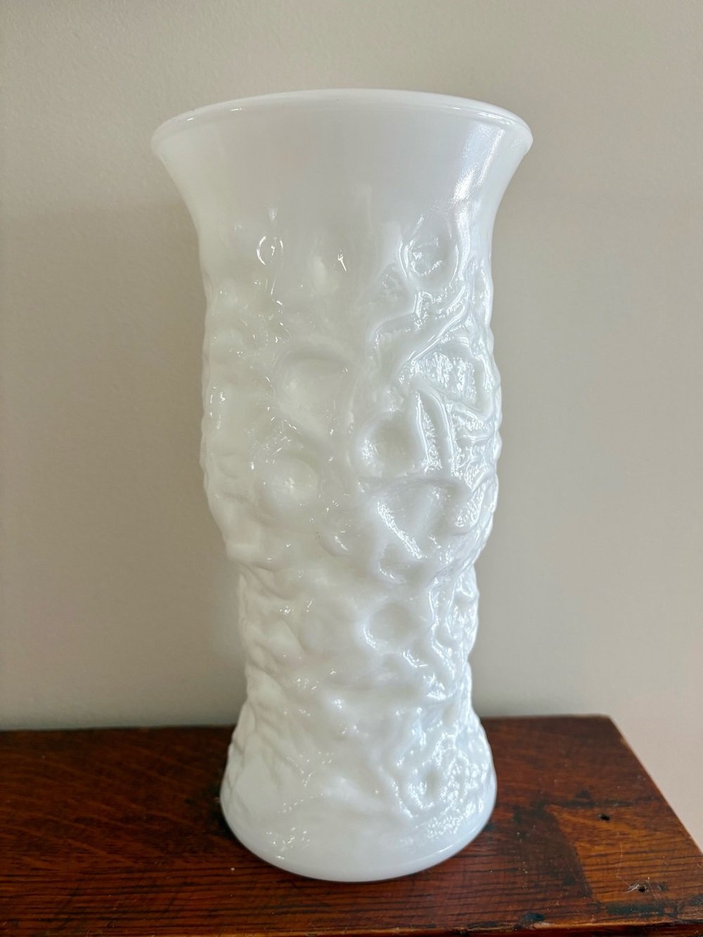 White Textured Milk Glass Vase by E. O. Brody